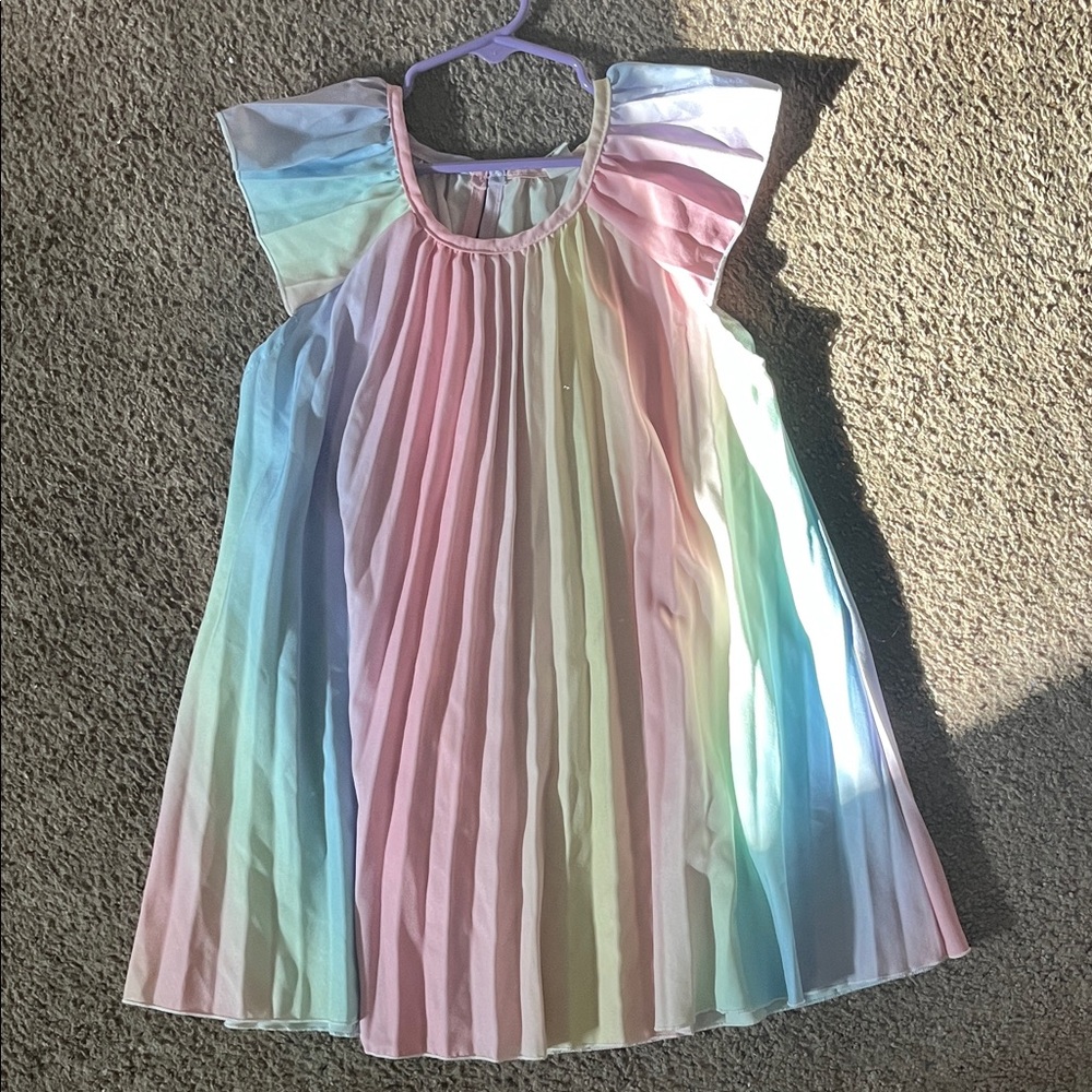 Pastel Rainbow Pleated Girls Dress size 5